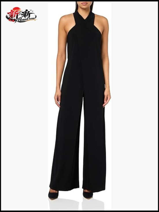 Pants - Halter Overlay Jumpsuit in Luxurious Knit Jersey Fabric